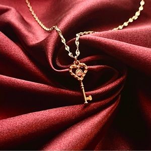 Gold Heart Key Necklace